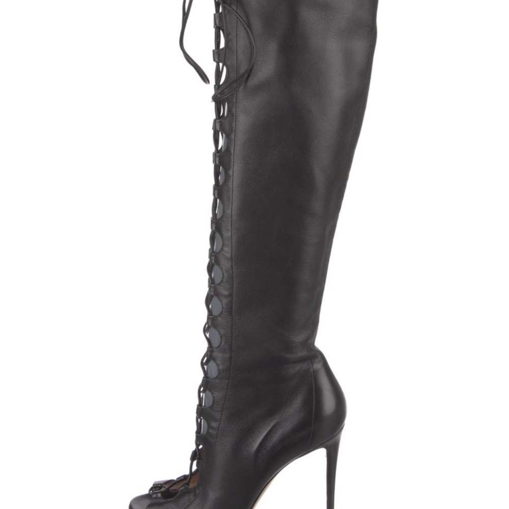Gianvito Rossi Black Lace-Up Knee-High Boots